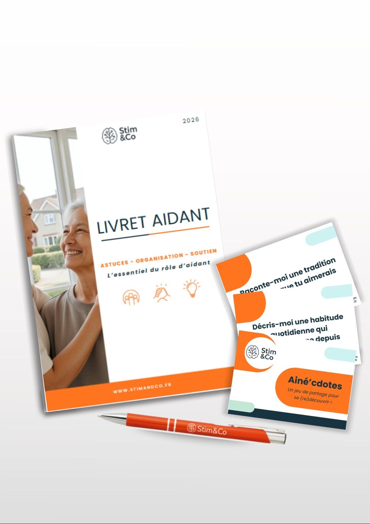 Livret pour aidant avec 3 thématiques : organisation, astuces et soutien pour les proches aidants! Fiches conseils pour le trouble du comportement, la désorientation temporelle et spatiale, ou la confusion. Un Vrai/faux pour répondre aux questions liées au vieillissement. Un jeu de partage et de découverte, favorisant la stimulation cognitive du cerveau, des moments aidant-aidé, pour les seniors aînés personnes âgées. Outils neuropsychologiques/psychologie